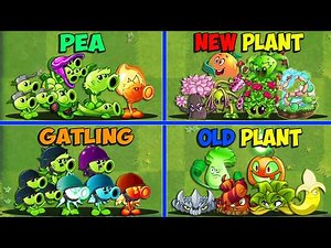 4 Team PEA x NEW x GATLING x OLD Battlez - Who Will WIn? - Pvz 2 Team Plant vs Team Plant