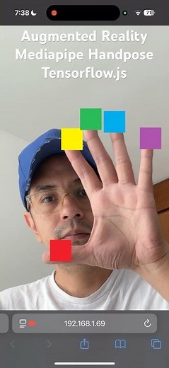 Augmented Reality using Mediapipe and Tensorflow.js. Find the tutorial on my blog.