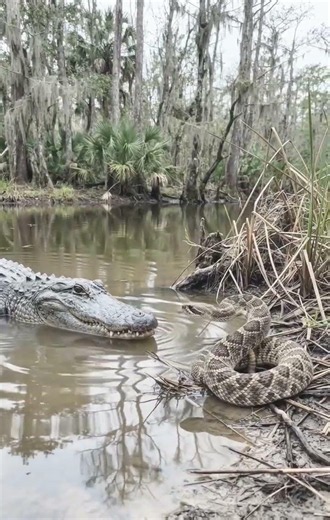 Danger Face-off! Alligator vs Rattlesnake 🐊🐍 | Kaun jitega? #animallife #animals #wildlife #animal