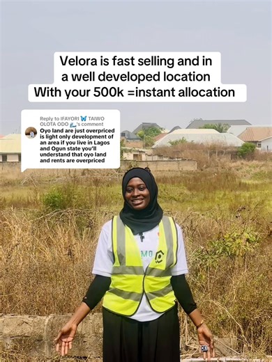 Replying to @IFAYORI 🦋 TAIWO OLOTA ODO 🌊 Velora is fast selling and in a well developed location with your 500k =instant allocation ✅✨ #oyotown #realtoroftiktok #oyorealestatefirm #viraltiktok #trendingvideo