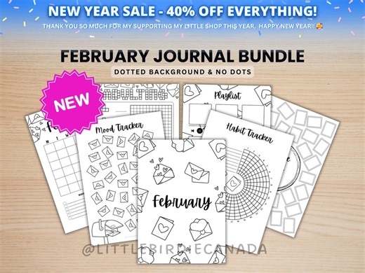 February Journal Bundle - Love Letters - PRINTABLE Journal Pages - BLACK & WHITE - February Planner - February Agenda - Printable Planner - Etsy Canada