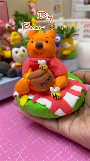 2K views · 47 reactions | DIY clay Winnie Pooh 笠 | How to make a Bear with clay easily #clay #DIY #crafting #foryoupageシ #giftideas #morning #clayart #crafts #cute #poohbear | String Art by KK | Facebook