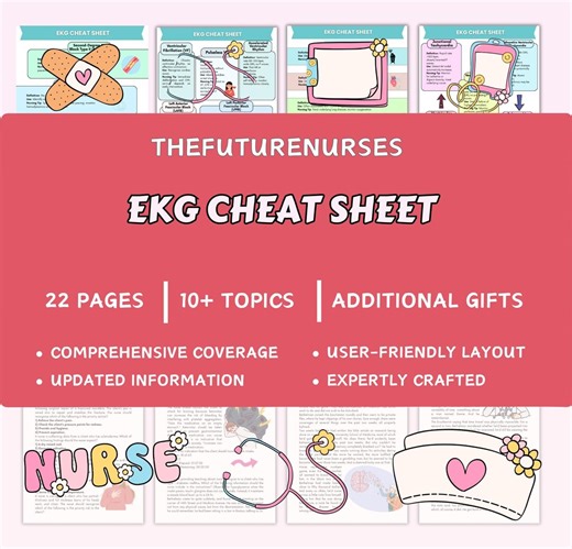 EKG Cheat Sheet | Nursing Student Printable | ECG Study Guide - Etsy