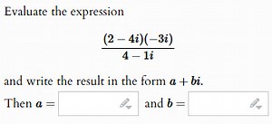 Evaluate the expression:((2-4i)(-3i))/(4-1i)and write the r... | Filo