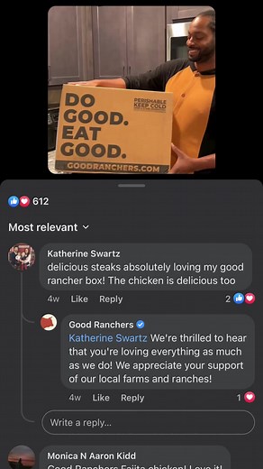2K views · 12 reactions | The only thing better than our meat are our customers!We appreciate all of the positive feedback about our product and service!數 | Good Ranchers | Facebook