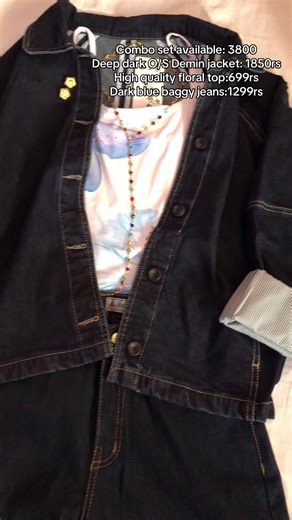 Stylish Denim Jacket and Floral Top Combo Set