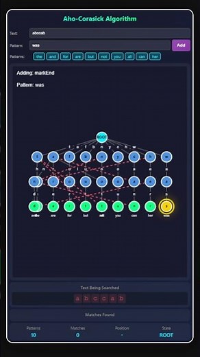 Aho-Corasick - Multiple Pattern Search Visualization! #algorithm