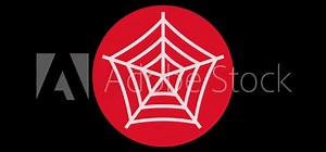 Spider web icon red color simple shape circle animation black background