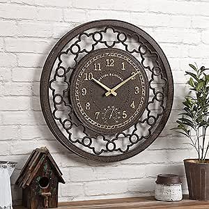 FirsTime & Co. Bronze Springfield Trellis Outdoor Wall Clock, Round, Waterproof Wall Clock for Patio, Home, Plastic, 21 x 1.88 x 21 inches