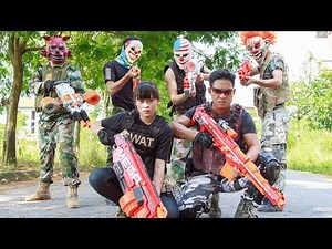 NERF WAR : Special Police SWAT Warriors Nerf Guns Fight Criminal Group Mask Bandits
