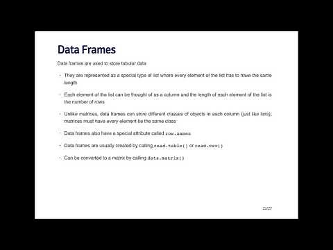 R Programming - R Data Types: Data Frames by Johns Hopkins University