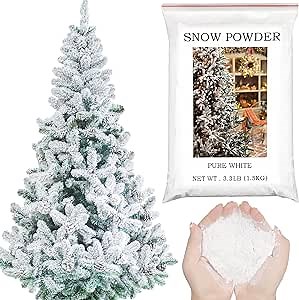 Ganeen 3.3 Lb/ 1.5 kg Christmas Flocking Powder Self Adhesive Snow Flocking Powder for Christmas Tree Artificial Snow for Crafts Xmas Snow Decoration for Christmas Winter Party Decoration