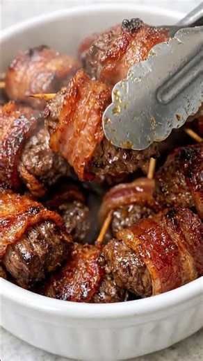 How to Make Juicy Bacon-Wrapped Meatballs (High-Protein) #MacroFriendly #BaconWrapped