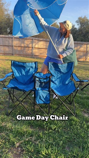 Portable Double Folding Camping Chairs with Umbrella