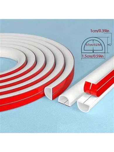 1pc 1m/2m/3 Meters/5m/6m Length 15mm Width PVC Cable Management Trunking, Invisible Decorative Cable Duct, Anti-Trampling Protective Sleeve, Adhesive Soft Cable Duct With End Caps | SHEIN