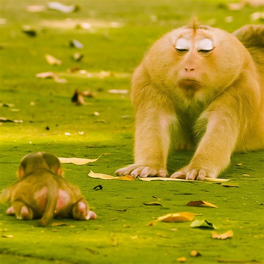 13K views · 156 reactions | Stubborn Baby Monkey Lays Flat and Rejects Mama’s Loving Lesson!! please watch full in first comment!! | Wild Monkey Zone | Facebook