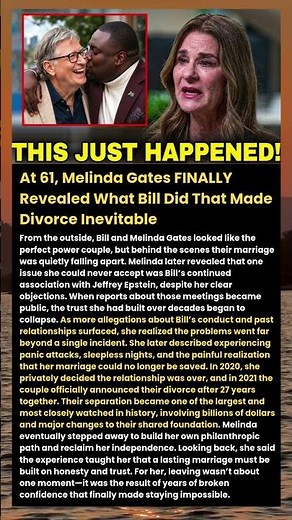 At 61, Melinda Gates FINALLY Revealed What Bill Did That Made Divorce Inevitable#shorts