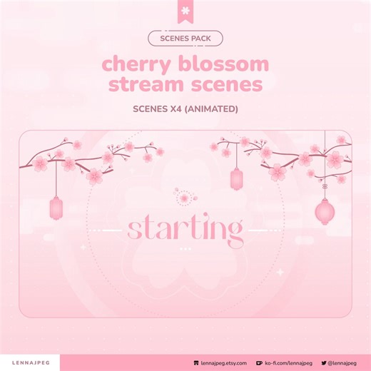 Cherry Blossom Animated Twitch Screens | Sakura Stream Scenes Pack | Soft Pink Starting Soon Scene - Etsy