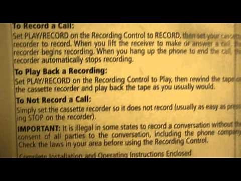 Radio Shack Telephone Recording Control 43-228A