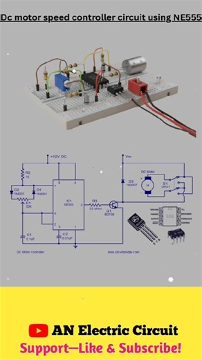 DC Motor Speed Controller Circuit Using NE555 | #shorts #electroniccircuit