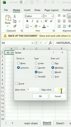 Autofill Week dates in Excel