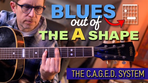 Blues out of the "A Shape" from the CAGED System - Blues Guitar Lesson - ML133