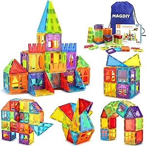 Magnetic Tiles Kids Magnetic Blocks Building Sets 3D Magnet Tile Building Blocks Toys Games for Kids STEM Construction Educational Toys for 3+ Year Old Christmas Birthday Gift for Toddlers
