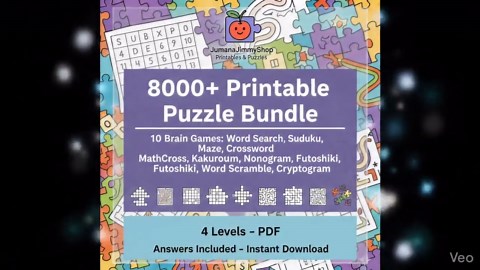 8000 Printable Puzzles Bundle – Brain Games for Adults & Kids (PDF Download, 4 Levels) - Etsy