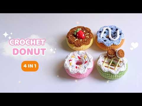 Crochet 4-IN-1 donut keychain 🍩 Step by step | Beginners can try this #movadiy