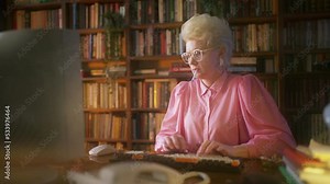 Woman smoking cigarette and working on computer, female writer from 80s, retro