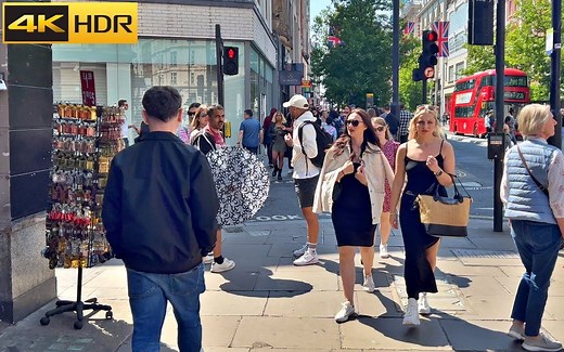 伦敦西区牛津街、摄政街、莱斯特广场步行街拍 - 4K HDR 60fps
