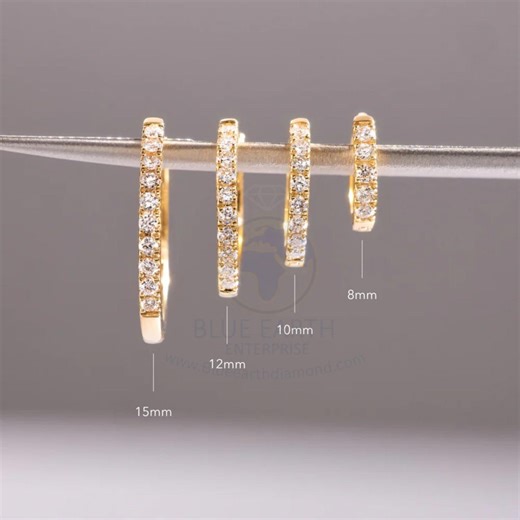 Lab Grown Diamond Huggie Hoop Earrings: 14K Solid Gold Cartilage Hoops - Etsy