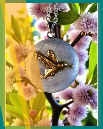 Photo Locket with Humming Bird