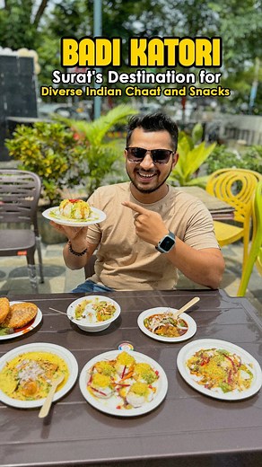 Vatsal Jariwala on Instagram: "Badi Katori: Surat’s Destination for Diverse Indian Chaat and Snacks We talk about a place in Surat called Badi Katori that offers chaat and other Indian snacks from different regions across the country. They have a wide variety of options for breakfast and chaat, including some unique flavors like jamun pani. It’s a great spot to try diverse Indian culinary delights. @badikatori 📍: Shop no. 2,3, green orchard, Udhana - Magdalla Rd, opp. Homeland city, Vesu
