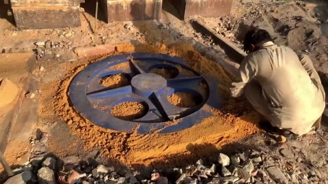 Manufacturing Giant Machine Gears in Factory Production