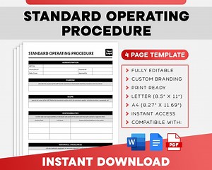 Standard Operating Procedure | SOP Business Document | Employee Work Procedure | HR Work Guidelines Template - Etsy