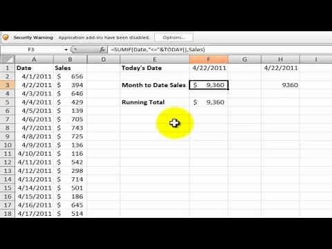 Use SUMIF in Excel to Total Year-to-Date Sales