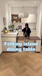 This foldable and extendable island dining table saves space and can be used as both a dining table and a bar.#furniture #funituredesign #dinningtable #dinningtables #islandtable #kitchenisland #tablestyle #tabledecor #tabledesign #homedecor #fyp | Solarth Design