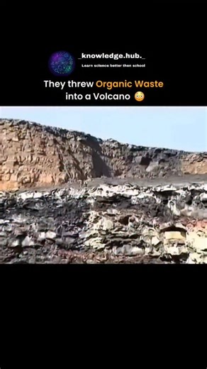 Knowledge Hub on Instagram: "The volcano looked calm until organic waste was dropped into its molten surface. At first, it barely reacted. But inside the lava, moisture and trapped gases from the waste began to heat rapidly. As they expanded, they created pockets of pressure beneath the crust. This pressure pushed upward, disturbing the surface and triggering a sudden burst of molten material. What looked like a simple throw-in actually showed how unstable a lava pool can be when new material is