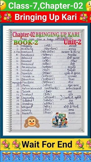 Class 7 English An alien hand Chapter 02 Bringing up kari word meanings Unit-2#english#ncert #viral