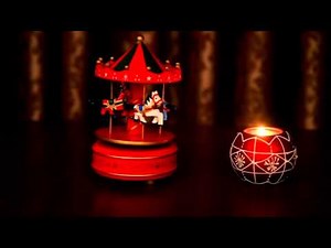 Carousel Music Box - Wooden Merry Go-Round 4 Horse Rotation Wind-up