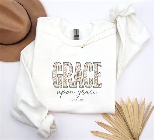 Grace Upon Grace PNG, John 1:16 Scripture, Floral Christian Digital Download, Bible Verse Sublimation Clipart, 300dpi - Etsy