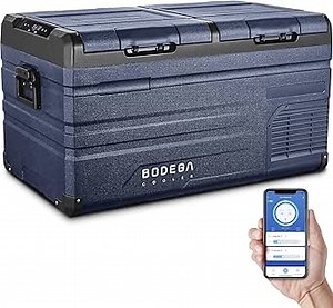 BODEGACOOLER 12 Volt Car Refrigerator, RV Car Fridge Dual Zone APP Control, Portable Freezer,75 Quart(72L) -4℉-68℉ RV Electric Cooler 12/24V DC and 100-240V AC for Outdoor,Camping,Travel
