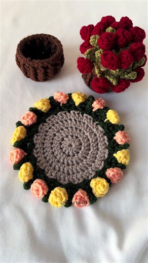 Handmade Crochet Rose Coasters for Your Home