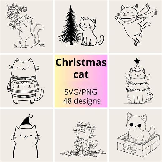 Cute Christmas Cat SVG Bundle for Cricut & Silhouette - Etsy