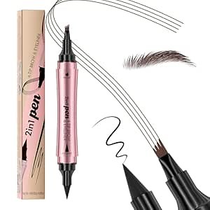 Magic Microblading Eyebrow Pencil, Upgraded 3D 4-Tip eye brow pencils for women, 2-In-1 Eyebrow Pencil Dark Brown, Waterproof Eyebrow Pen To Create Natural Makeup(Dark brown)
