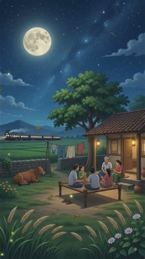 A Peaceful Anime Village Night 🌙 | Relaxing Cinematic Scenery