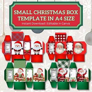 Small Christmas Box Template in A4 Size| Holiday Favor Box DIY | Digital Download - Etsy Canada