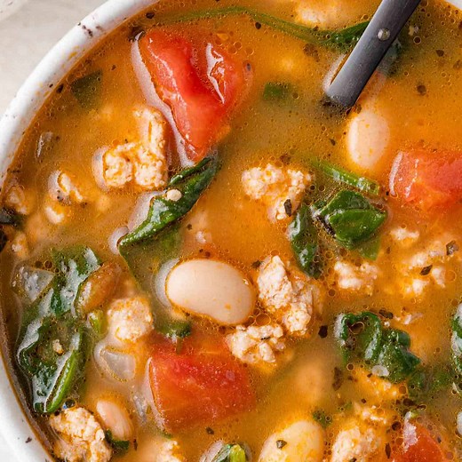 Ground Turkey Soup with Beans & Spinach Recipe - Rachel Cooks®