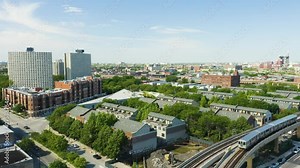 Static Shot as Chicago CTA Subway Train Passes Stock Video